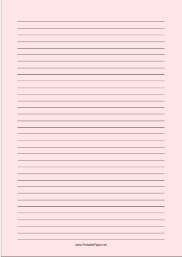 Printable Lined Paper - Light Red - Medium Black Lines - A4