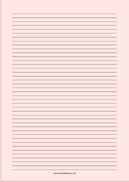 Printable Lined Paper - Light Red - Narrow Black Lines - A4