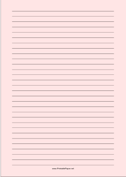 Printable Lined Paper - Light Red - Wide Black Lines - A4