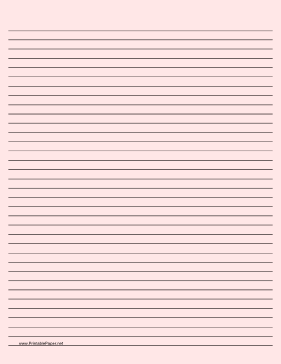 Printable Lined Paper - Light Red - Medium Black Lines