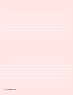 Printable Lined Paper - Light Red - Wide White Lines