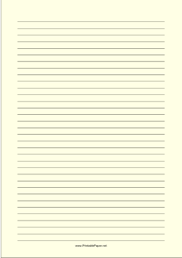 Printable Lined Paper - Light Yellow - Medium Black Lines - A4