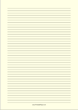 Printable Lined Paper - Light Yellow - Narrow Black Lines - A4