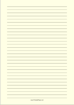 Printable Lined Paper - Light Yellow - Wide Black Lines - A4