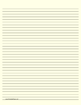 Printable Lined Paper - Light Yellow - Medium Black Lines