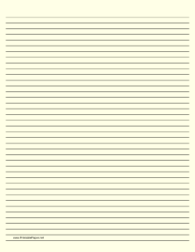 Printable Lined Paper - Light Yellow - Narrow Black Lines