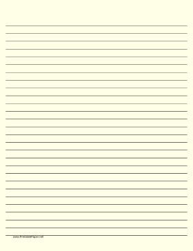 Printable Lined Paper - Light Yellow - Wide Black Lines