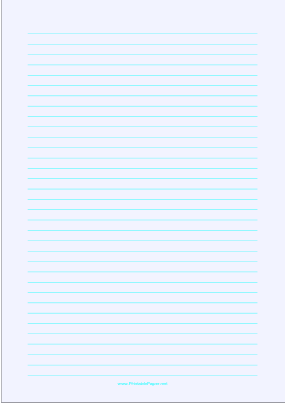 Printable Lined Paper - Pale Blue - Medium Cyan Lines - A4