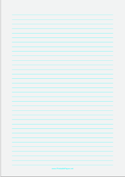 Printable Lined Paper - Pale Gray - Medium Cyan Lines - A4