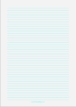 Printable Lined Paper - Pale Gray - Narrow Cyan Lines - A4