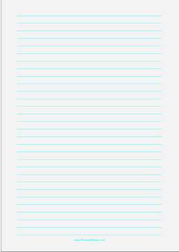 Printable Lined Paper - Pale Gray - Wide Cyan Lines - A4