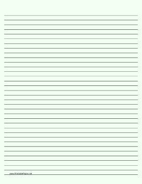 Printable Lined Paper - Pale Green - Medium Black Lines