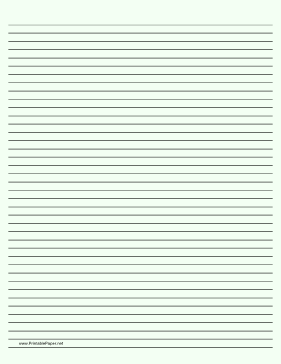 Printable Lined Paper - Pale Green - Narrow Black Lines