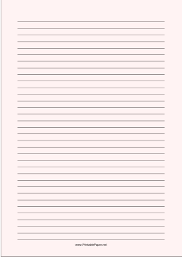 Printable Lined Paper - Pale Red - Medium Black Lines - A4