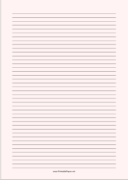 Printable Lined Paper - Pale Red - Narrow Black Lines - A4