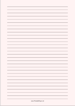 Printable Lined Paper - Pale Red - Wide Black Lines - A4