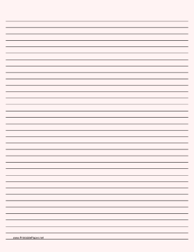 Printable Lined Paper - Pale Red - Medium Black Lines