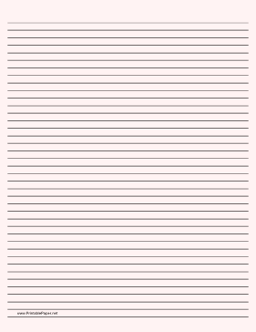 Printable Lined Paper - Pale Red - Narrow Black Lines