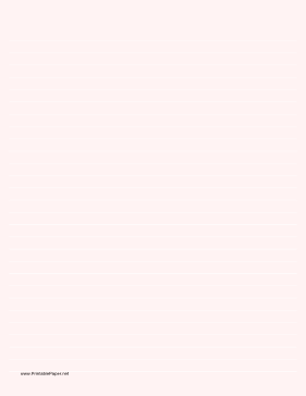 Printable Lined Paper - Pale Red - Wide White Lines