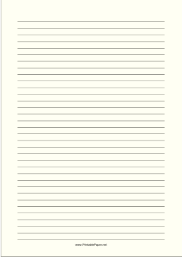 Printable Lined Paper - Pale Yellow - Medium Black Lines - A4