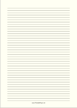 Printable Lined Paper - Pale Yellow - Narrow Black Lines - A4