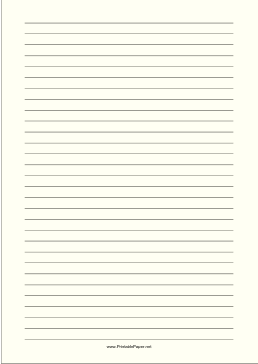 Printable Lined Paper - Pale Yellow - Wide Black Lines - A4