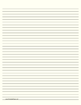 Printable Lined Paper - Pale Yellow - Medium Black Lines