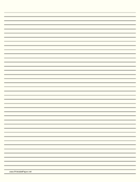 Printable Lined Paper - Pale Yellow - Narrow Black Lines