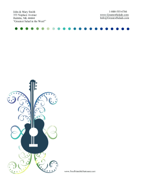 Colorful Guitar Stationery stationery design