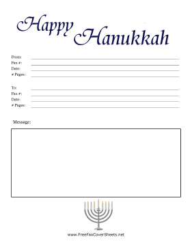 Colorful Hanukkah Fax Cover fax cover sheet