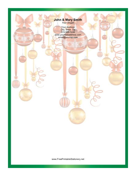 Colorful Ornaments Green Border stationery design