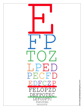 Colorful Snellen Eye Chart