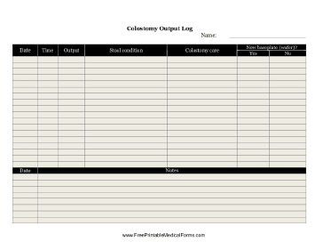 Colostomy Output Log