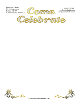 Come Celebrate Stationery stationery design