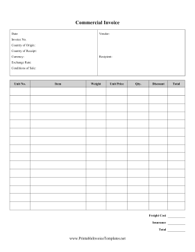 Commercial Invoice Template