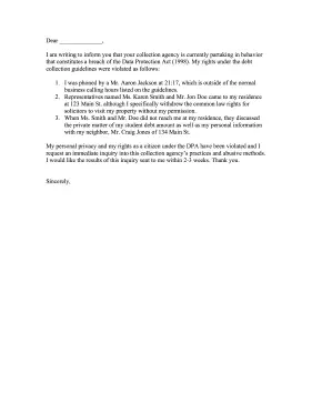 Breach of Data Protection Act Complaint Letter