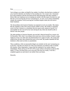 Complaint Letter To Hospice