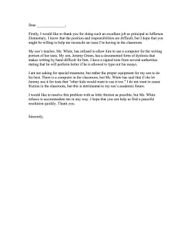 Complaint Letter to Principal