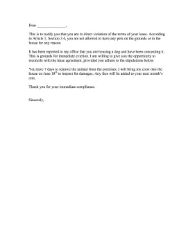 Complaint Letter to Tenant