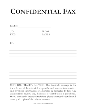 Confidential Fax Large Print fax cover sheet