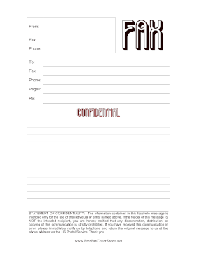 Confidential Fax Lined fax cover sheet