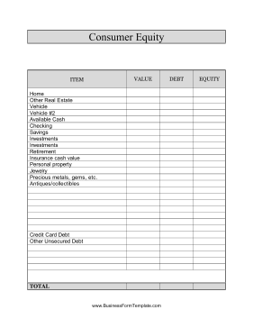 Consumer Equity Form