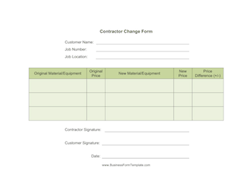 Contractor Change Form