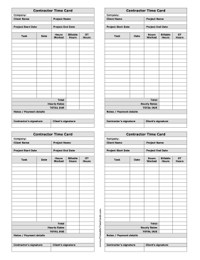 Contractor Time Card