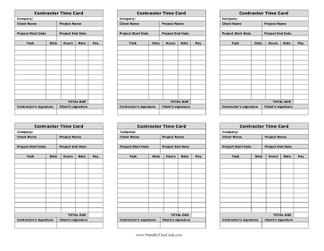 Contractor Time Card Mini