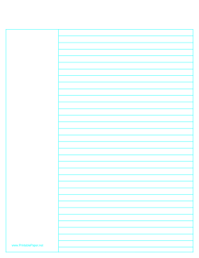 Printable Cornell Annotation Ruled Paper Left