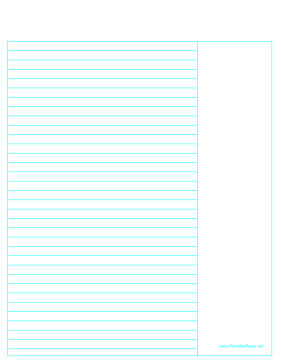 Printable Cornell Annotation Ruled Paper Right