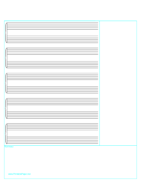 Printable Cornell Note Paper with Musical Staff