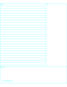 Printable Cornell Note Paper - Reversed