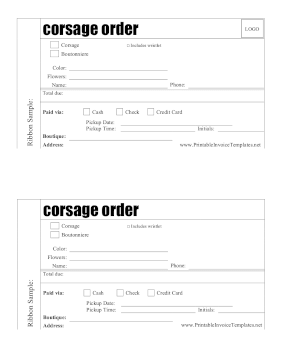 Corsage Order Form Template